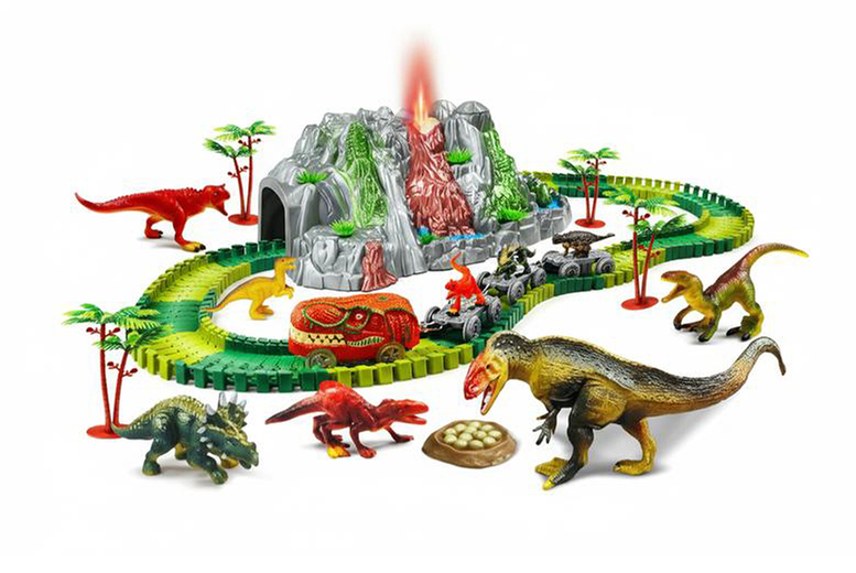 Oberobiz Co., Limited Unisex Kids Diy Dinosaur Tunnel Volcano Spray Electric Rail Car | Wowcher