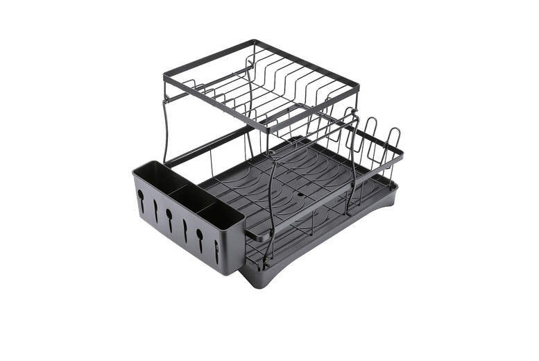 Living & Home 2-Tier Steel Dish Rack With Utensil And Glass Holder | Wowcher