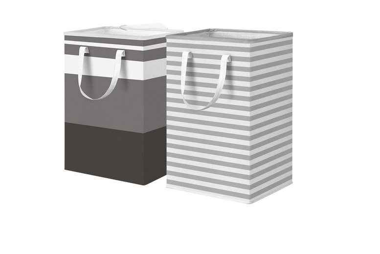 Glaxwood Trading Ltd Unisex Grey 75L Freestanding Foldable Laundry Basket Set - Space-Saving Hamper In Or Black | Wowcher