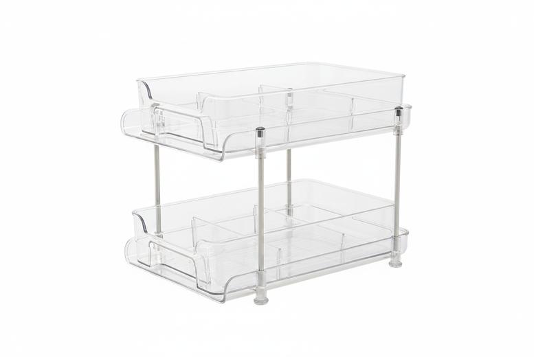 Living & Home 2-Tier Acrylic Skincare Organiser For Makeup, Cosmetics, & Perfume | Wowcher