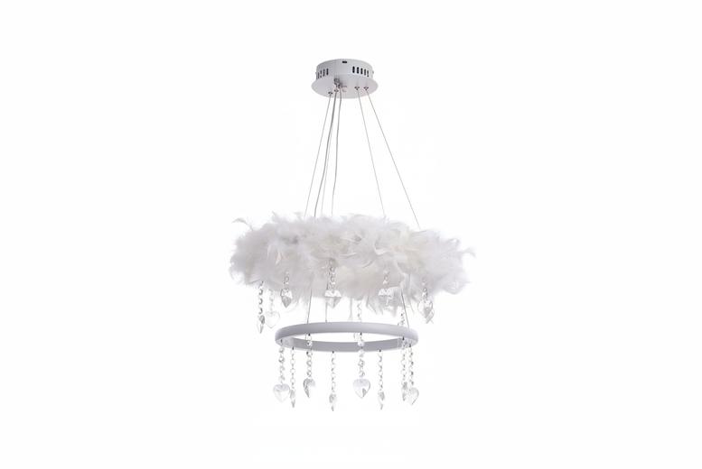 Living & Home Unisex Light Double-Layer Feather Led Pendant With Crystals | Wowcher