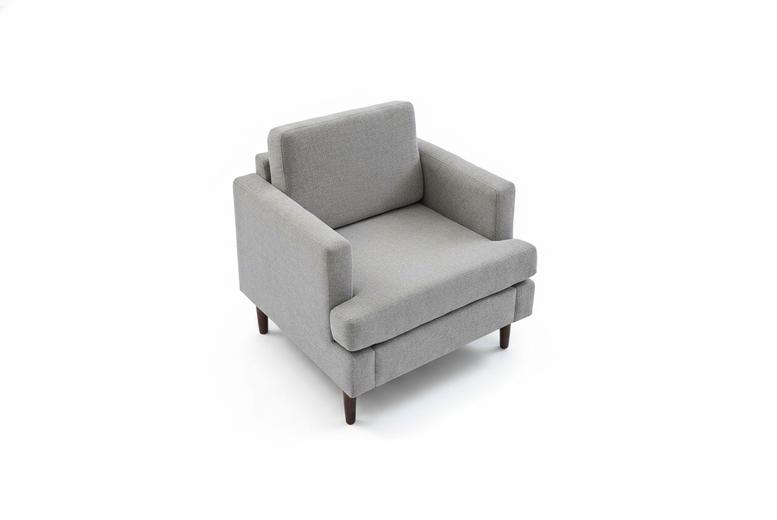 Mid-Century Style Single Sofa Armchair with Linen Upholstery and Wood Frame | Wowcher