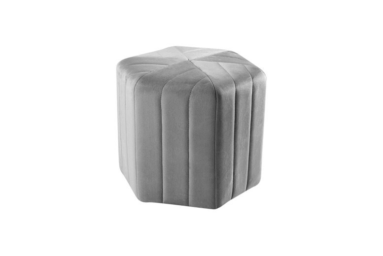 Living & Home Unisex Grey Minimal Hexagonal Velvet Footstool Ottoman In With Chic Stripes | Wowcher