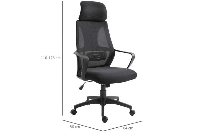 Mhstar Uk Ltd Unisex Black Vinsetto Ergonomic Mesh Office Chair - Adjustable Height Desk Chair | Wowcher
