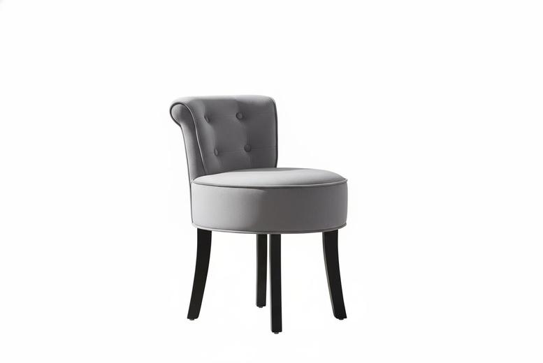 Living & Home Velvet Vanity Stool With Thick Plush Cushion And Backrest | Wowcher