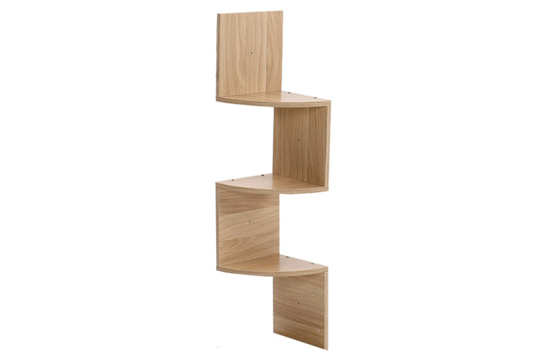Living & Home Unisex Brown Tiered Wooden Floating Corner Shelf With Three Spacious Levels | Wowcher