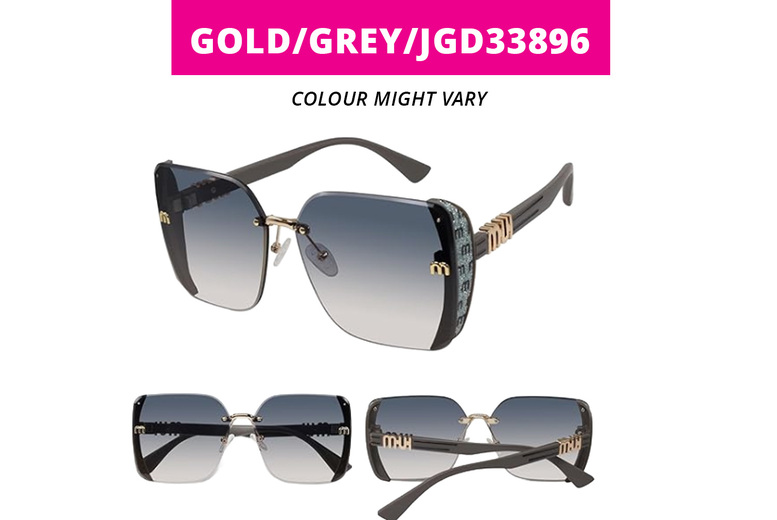 Just Gift Direct Unisex Gold /Grey/Jgd33896: Classic Trendy Square Oversized Sunglasses With Uv400 Eye Protection | Wowcher