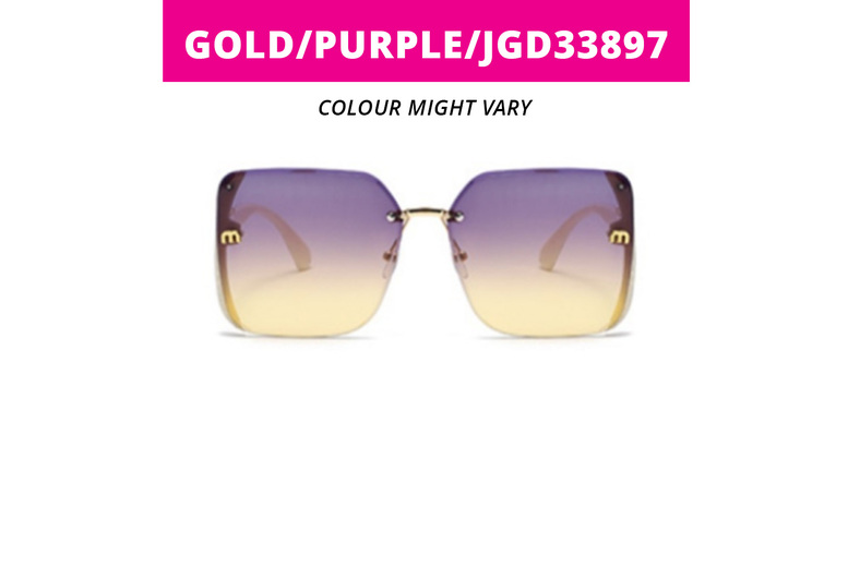 Just Gift Direct Unisex Gold /Purple/Jgd33897: Classic Trendy Square Oversized Sunglasses With Uv400 Eye Protection | Wowcher