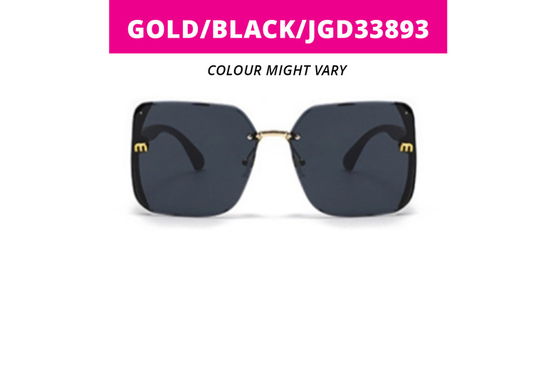 Just Gift Direct Unisex Gold /Black/Jgd33893: Classic Trendy Square Oversized Sunglasses With Uv400 Eye Protection | Wowcher