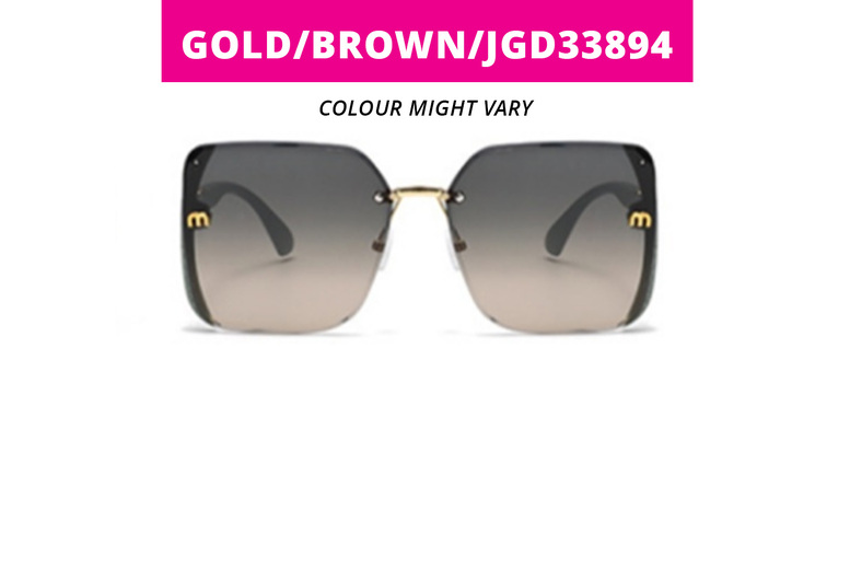 Just Gift Direct Unisex Gold /Brown/Jgd33894: Classic Trendy Square Oversized Sunglasses With Uv400 Eye Protection | Wowcher