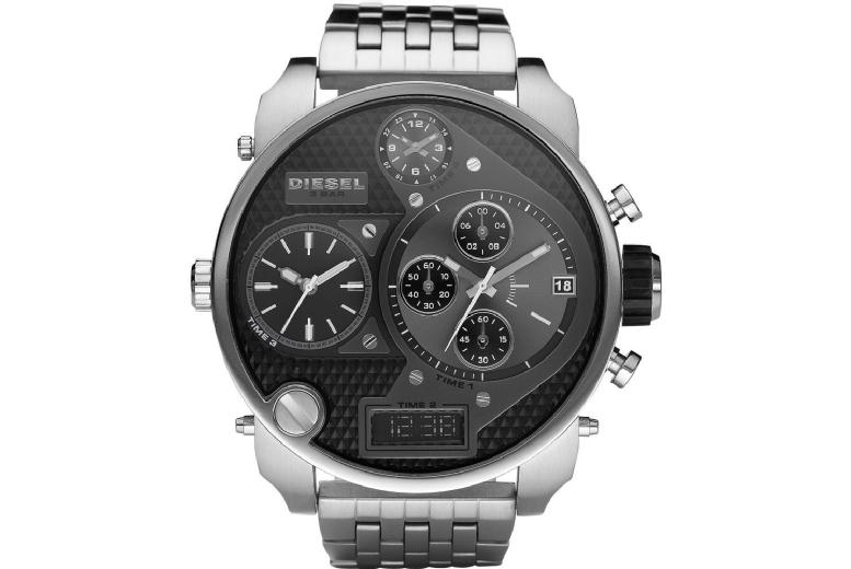 Diesel Big Daddy Chronograph Quartz Stainless Steel Men's Watch Dz7221 - 57Mm Water-Resistant Fashion Timepiece | Wowcher