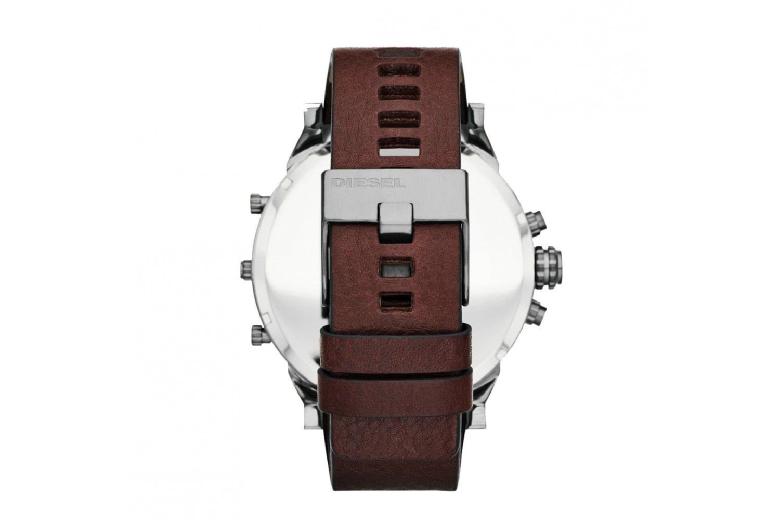 Diesel Mr Daddy Chronograph Quartz Men's Watch - Brown Leather Strap, Blue Dial, Luxury Style | Wowcher
