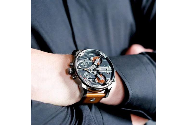Diesel Men's Chronograph Quartz Watch Mr Daddy 2.0 Gun Metal - 57Mm Stainless Steel, Multi-Time Zone | Wowcher