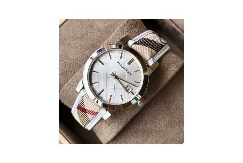 Burberry Unisex Silver Ladies Quartz Watch - Stainless Steel, Water-Resistant, Classic Haymarket Strap, 33Mm | Wowcher