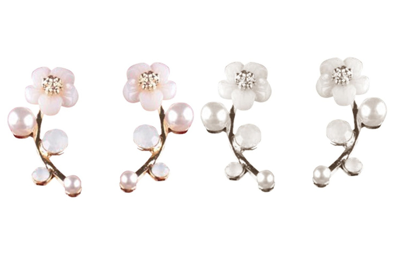 Solo Act Ltd Daisy Climber Earrings - White Gold Or Rose Gold Plated, Hypoallergenic, 12Mm Statement Design | Wowcher