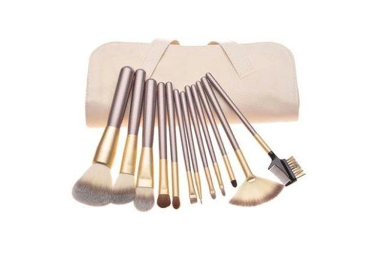 Global Fulfillment Limited (Forever Cosmetics) Unisex Gold 12Pc Professional Makeup Brush Set | Wowcher