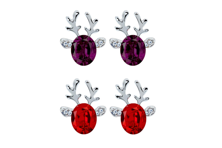 Gamechanger Asso T/A 50 Shade Of Lust Christmas Reindeer Crystal Earrings - Red & Purple | Wowcher