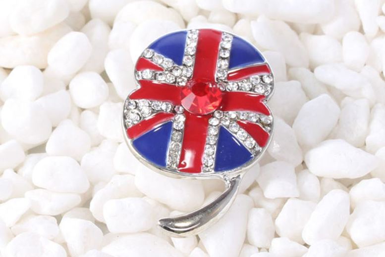 Gamechanger Asso T/A 50 Shade Of Lust Sparkling Union Jack Poppy Brooch With Crystals | Wowcher