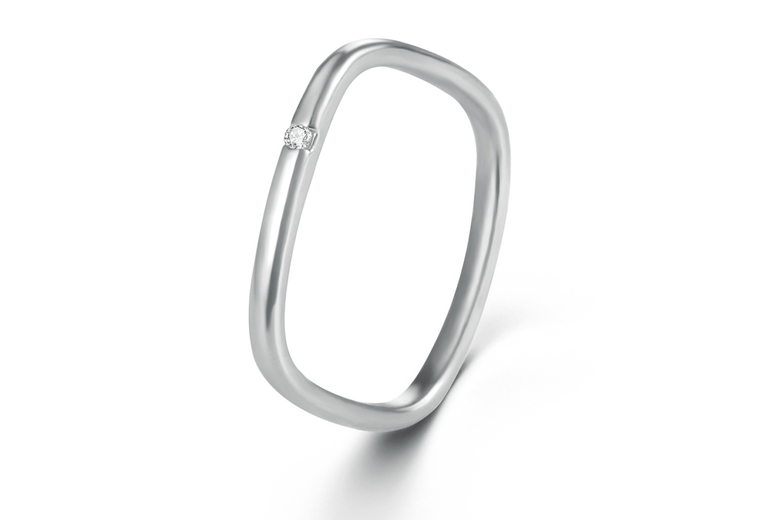 Gamechanger Asso T/A 50 Shade Of Lust Crystal Loop Square Statement Ring - Gold Or Silver Plated, Modern Stackable Jewellery | Wowcher