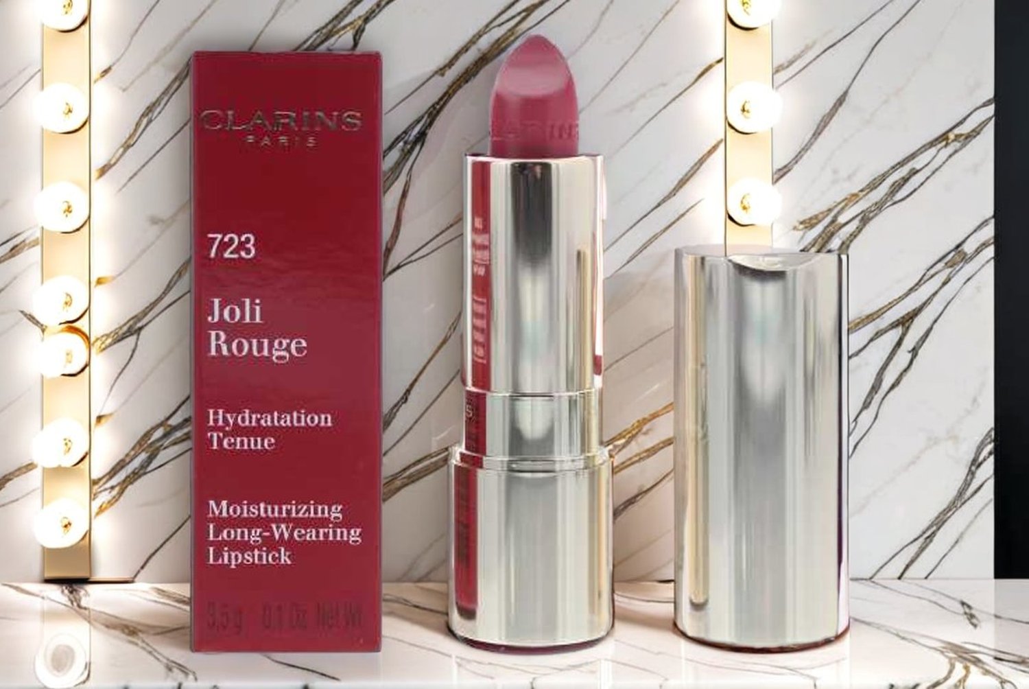 Clarins Unisex Cream Joli Rouge Hydrating Lipstick - Raspberry Delight 723 - Long-Lasting Satin Lip Colour | Wowcher