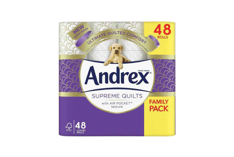 Avant-Garde Brands Ltd Unisex Andrex Supreme Quilts Quilted Toilet Tissue - Extra Soft, Strong & Absorbent, Fsc Certified, Bulk Pack (48 Or 96 Rolls), Unscented | Wowcher