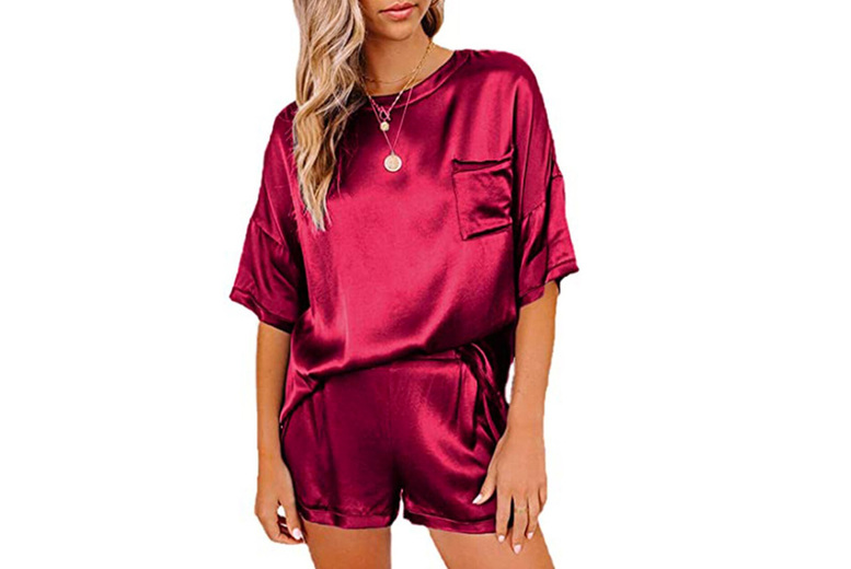 Jaoyeh Trading Ltd Medium / Wine: A Womenâ€™M Satin Pyjama Set | Wowcher