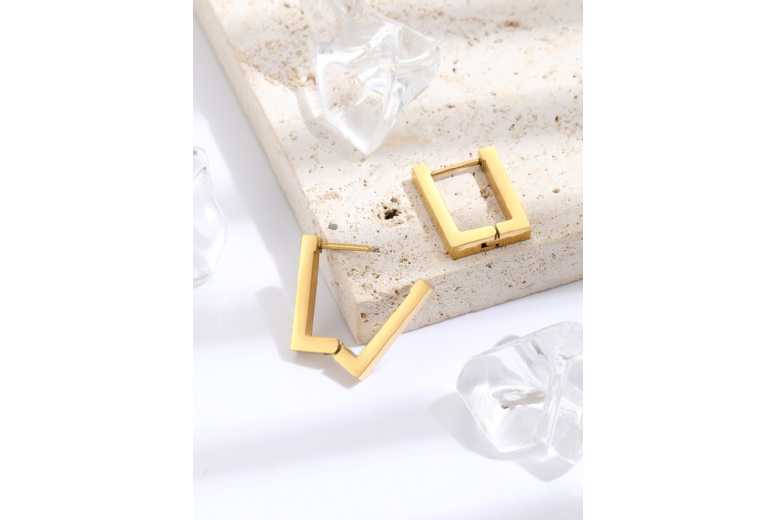 Gamechanger Asso T/A 50 Shade Of Lust Gold & Silver Rectangle Hoop Earrings - Modern Copper Mini Hoops, Lightweight Statement | Wowcher