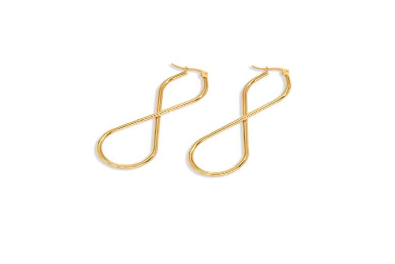 Gamechanger Asso T/A 50 Shade Of Lust Gold Tone Infinity Hoop Earrings For Women - Lightweight Statement Hoops, Secure Latch Back, 2.2X5.9cm | Wowcher