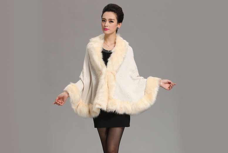 Oberobiz Co., Limited Cream: A Women's Faux Fur Cape | Wowcher
