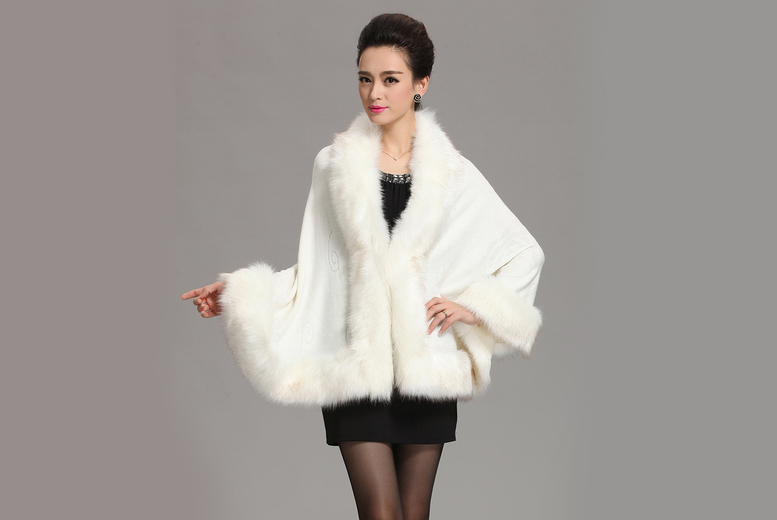 Oberobiz Co., Limited White: A Women's Faux Fur Cape | Wowcher