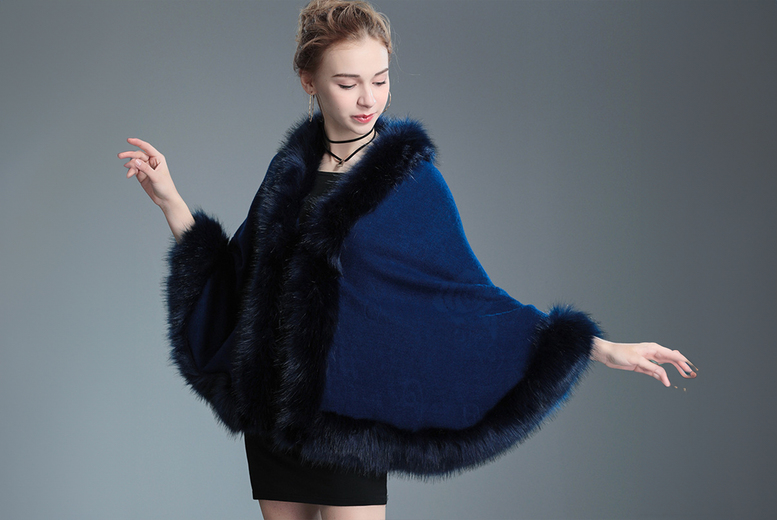 Oberobiz Co., Limited Navy: A Women's Faux Fur Cape | Wowcher