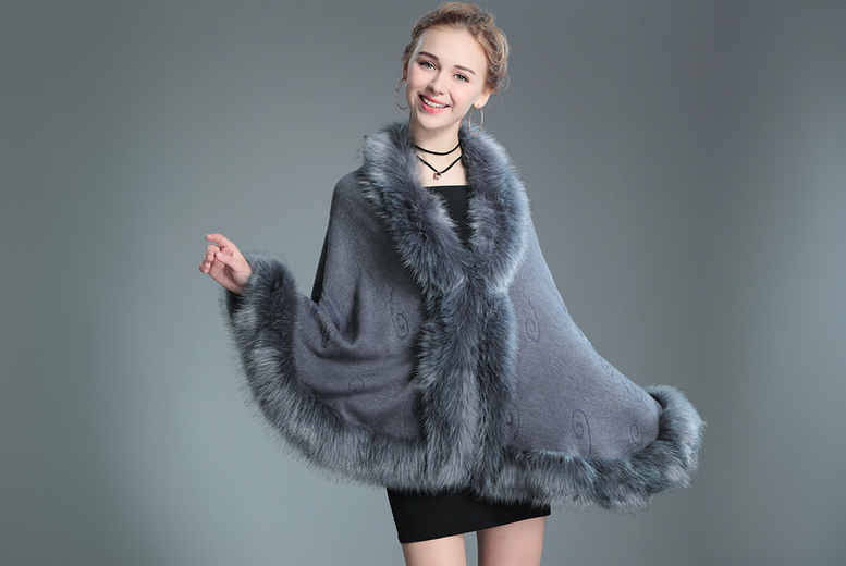 Oberobiz Co., Limited Grey: A Women's Faux Fur Cape | Wowcher