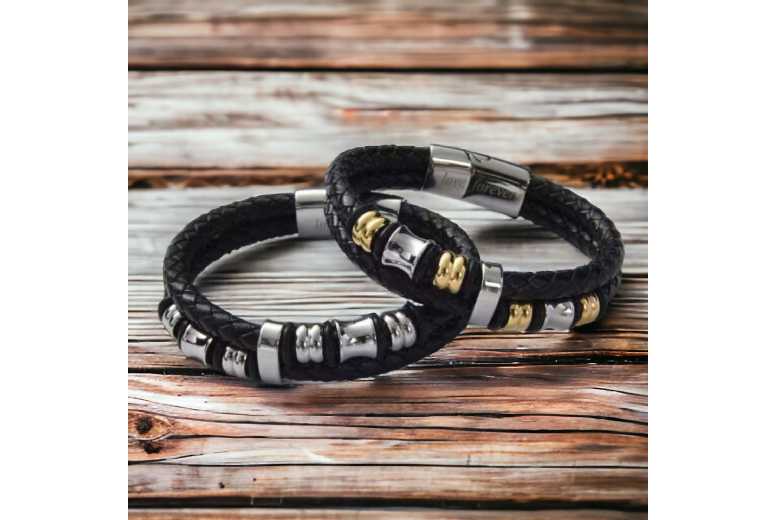 Gamechanger Asso T/A 50 Shade Of Lust Men's Genuine Leather Adjustable Bracelet - Personalised, Hypoallergenic, 21.5Cm, Stainless Steel Clasp | Wowcher