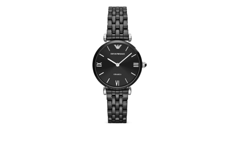 Emporio Armani Women's Black Ceramica Quartz Watch, 30Mm, Water-Resistant, Luxury Style | Wowcher