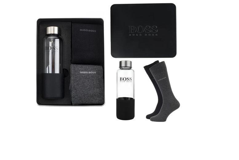 Hugo Boss Luxury Christmas Gift Set For Him - Gift-Boxed Socks & Designer Water Bottle | Wowcher