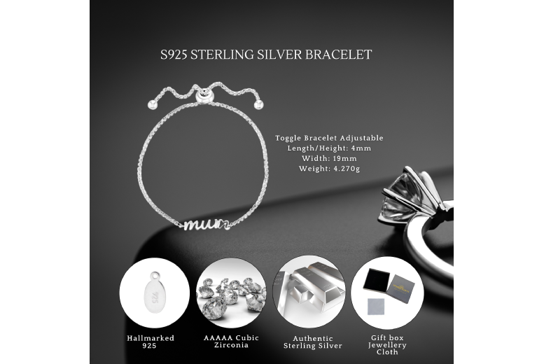 Gamechanger Asso T/A 50 Shade Of Lust Sterling Silver Mum Adjustable Bracelet - Solid S925, Hypoallergenic, Toggle Fit | Wowcher