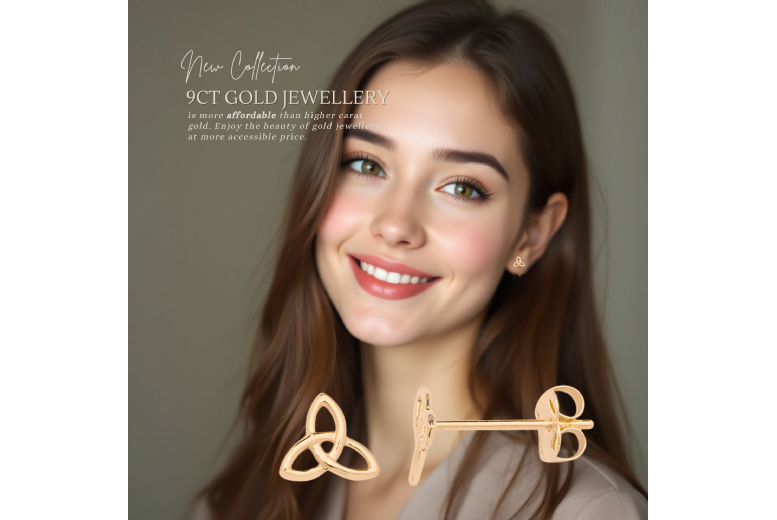 Gamechanger Asso T/A 50 Shade Of Lust 9Ct Gold Trinity Stud Earrings 6Mm - Hallmarked, Hypoallergenic, Everyday Elegance | Wowcher