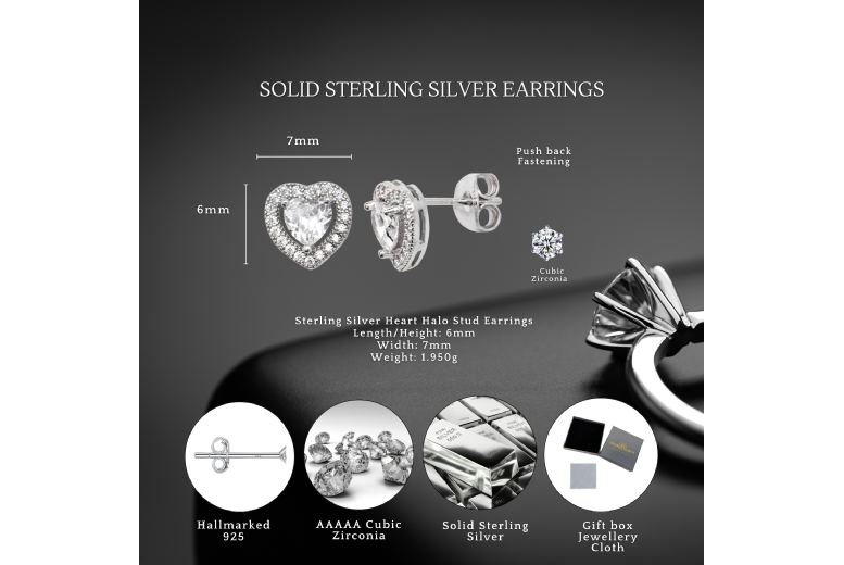 Gamechanger Asso T/A 50 Shade Of Lust Sterling Silver Heart Stud Earrings - Hypoallergenic, Rhodium-Plated, Dazzling Cubic Zirconia | Wowcher