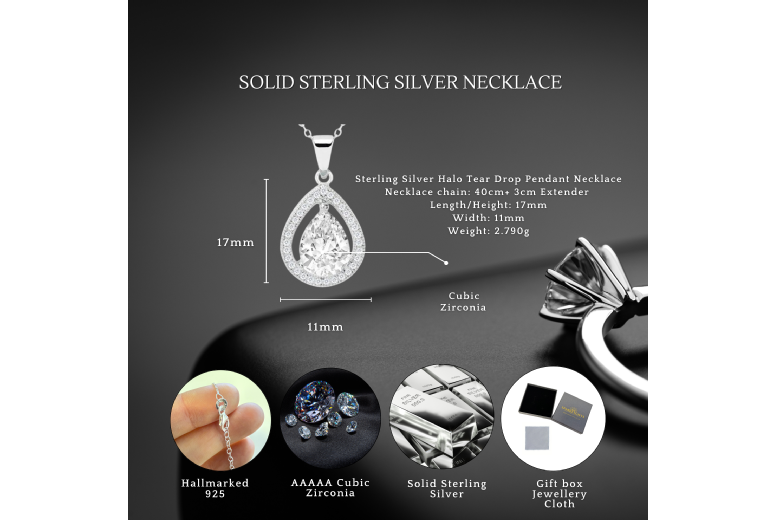Gamechanger Asso T/A 50 Shade Of Lust Sterling Silver Cubic Zirconia Tear Drop Pendant Necklace - S925 Hallmark, Hypoallergenic, Adjustable Chain | Wowcher