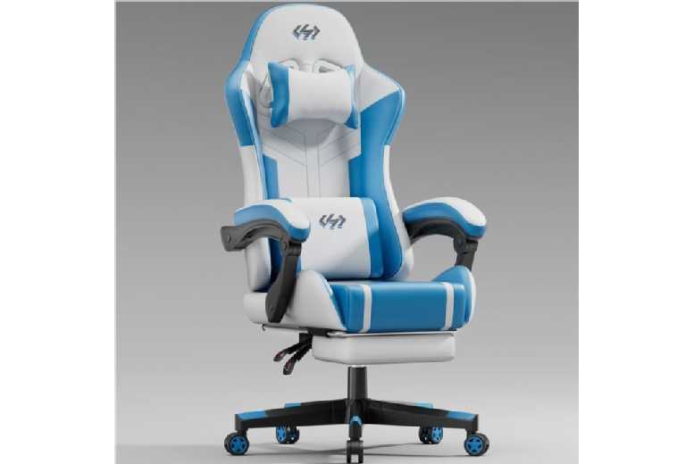 Bengbu Longe E-Commerce Co., Ltd. Ecofurnix Ergonomic Office Chair With Massage Lumbar & Adjustable Footrest - Modern Blue, Multi-Scenario Support | Wowcher