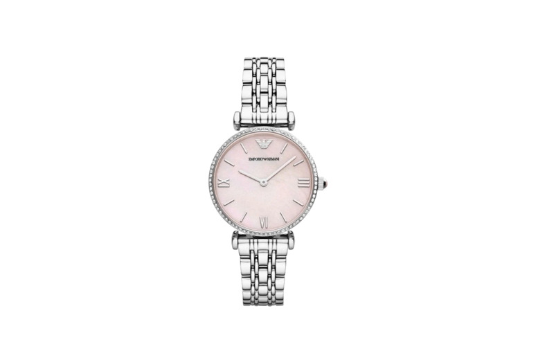 Emporio Armani Women's Gianni T-Bar Watch Ar1779 - Water-Resistant, Quartz Movement, & Pink Dial | Wowcher