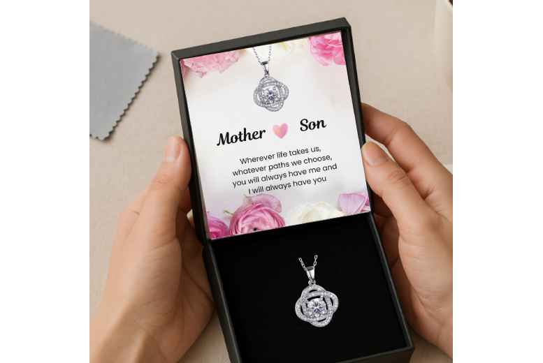 Gamechanger Asso T/A 50 Shade Of Lust Rhodium-Plated Interlocking Love Knot Necklace With Cubic Zirconia - Adjustable, Hypoallergenic, Gift Boxed | Wowcher