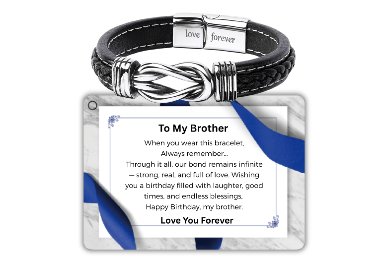 Gamechanger Asso T/A 50 Shade Of Lust Stainless Steel Infinity Leather Bracelet For Brother - Personalised, Adjustable 21Cm, Gift-Ready | Wowcher