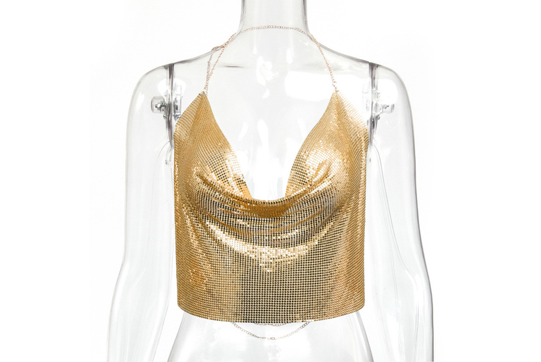 Oberobiz Co., Limited Unisex A Uk8 Gold Sparkly Chainmail Top | Wowcher
