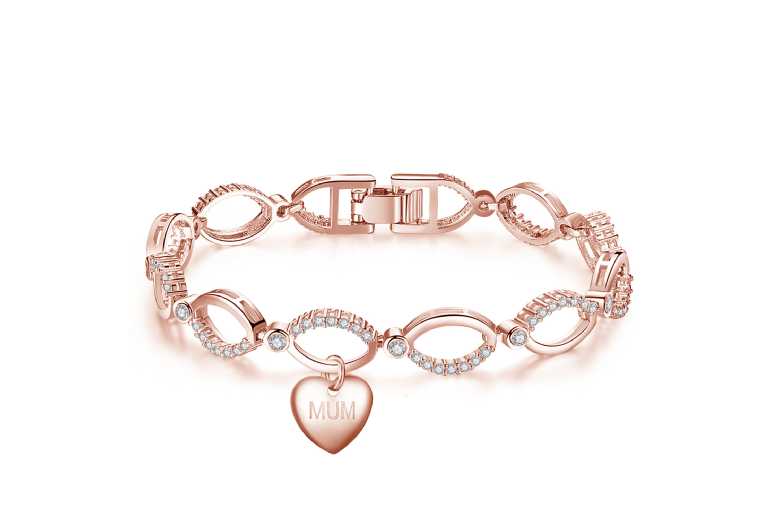 Gamechanger Asso T/A 50 Shade Of Lust Unisex Rose Gold Plated Crystal Infinity Bracelet - Adjustable, Personalised Gift, 18.5Cm, Stackable Charm Bangle | Wowcher