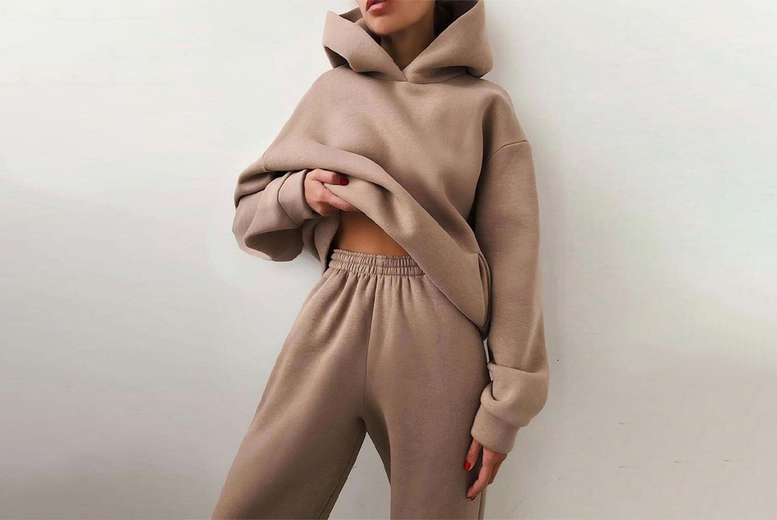 Oberobiz Co., Limited Uk8/Khaki: Women's Elegant Solid Hoodie Set | Wowcher