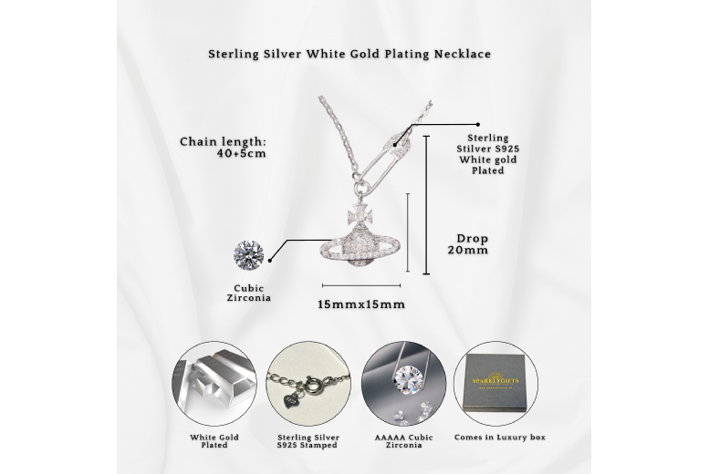 Gamechanger Asso T/A 50 Shade Of Lust S925 Sterling Silver Diamante Orb Pendant Necklace - Adjustable, Hypoallergenic, Sparkling Cubic Zirconia Chain | Wowcher