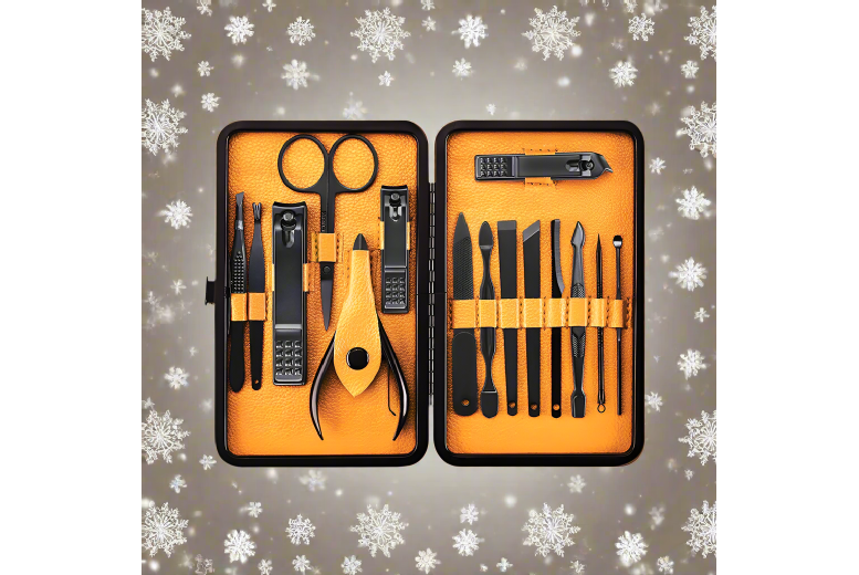 Luxury Gift-Boxed Christmas Grooming Hamper for Men - 15-Piece Manicure & Pedicure Set, Festive Stocking Filler for Him | Wowcher