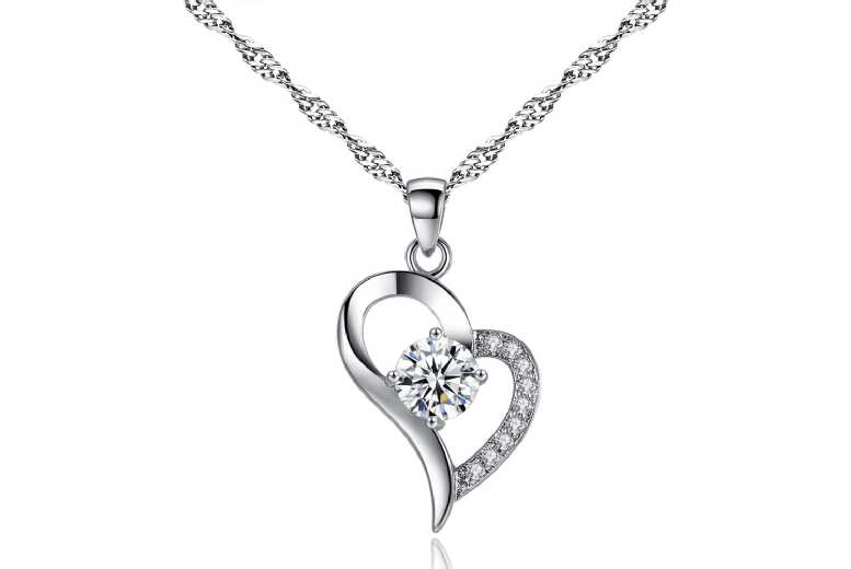 Gamechanger Asso T/A 50 Shade Of Lust Rhodium-Plated Heart Crystal Jewellery Set - 3-Piece Necklace & Earrings Gift Set | Wowcher