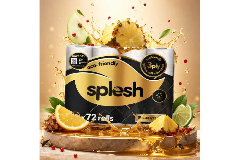 Avant-Garde Brands Ltd Splesh Signature Scented Quilted Toilet Tissue, 3-Ply, Extra Soft & Absorbent, 72 Rolls Bulk Pack | Wowcher